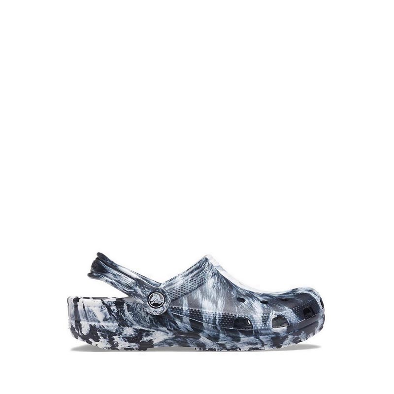 Crocs Unisex Classic Marbled Clog - White/Black