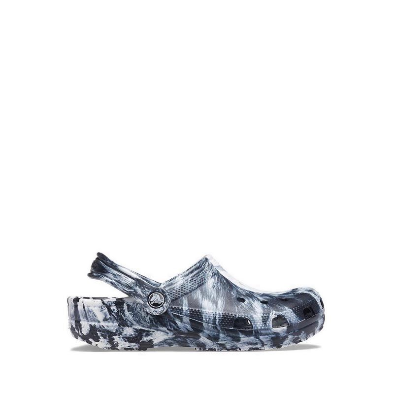 Crocs Unisex Classic Marbled Clog - White/Black