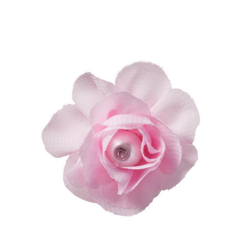 Crocs Pink Fabric Flower With Pearl Jibbitz