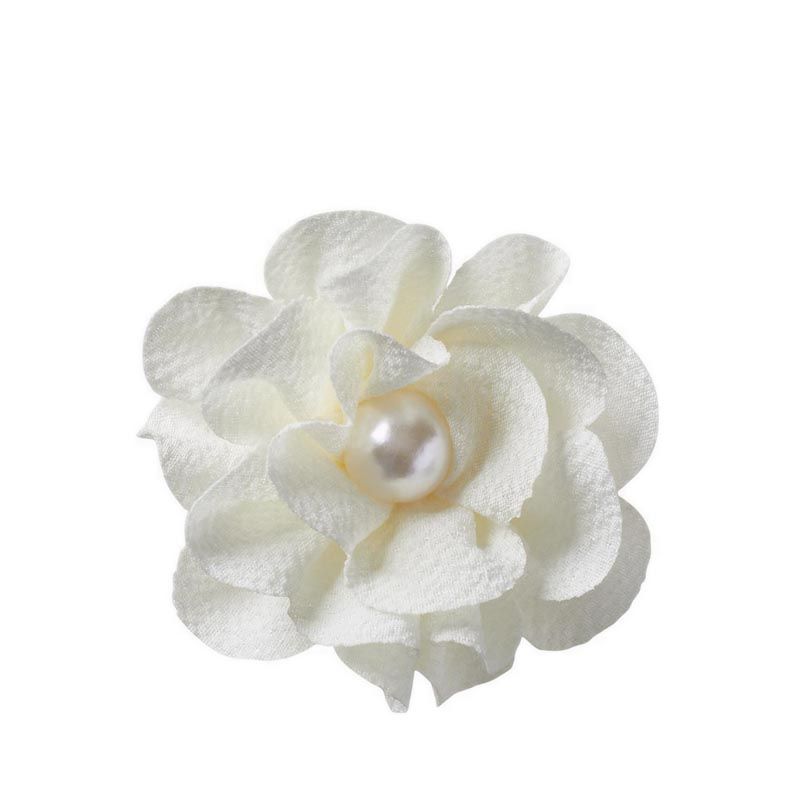 Crocs White Fabric Flower With Pearl Jibbitz