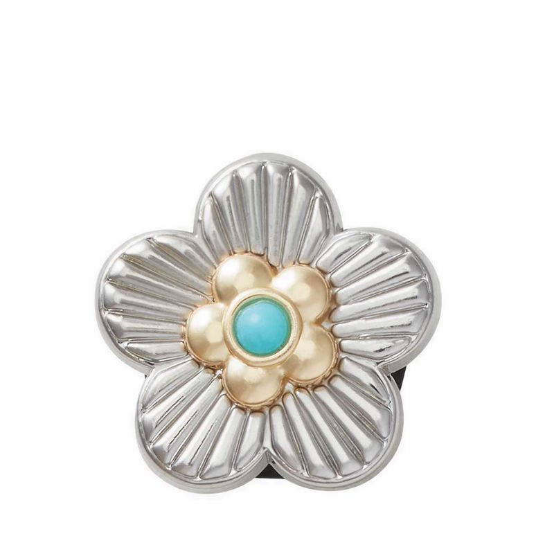Crocs Silver Turquoise Flower Jibbitz