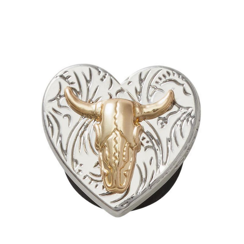 Crocs Silver Bull Heart Jibbitz
