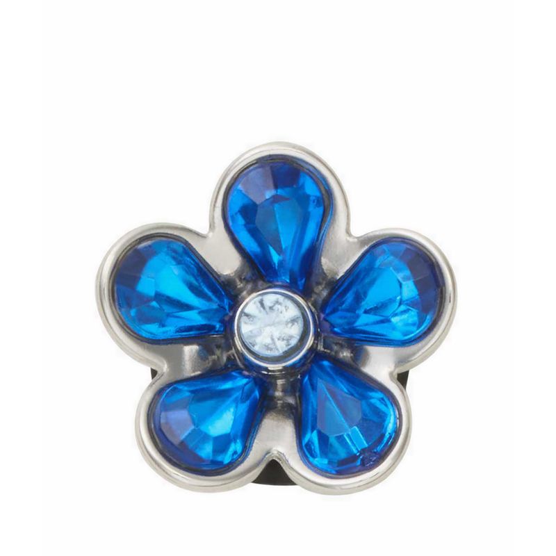Crocs Silver and Blue Flower Jibbitz