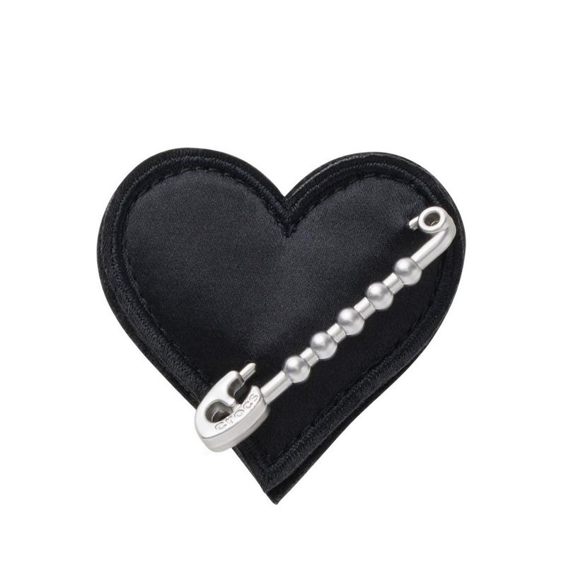 Crocs Black Heart with Safety Pin Jibbitz